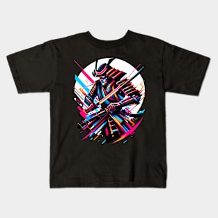 Electric Warrior: Neon Samurai Kids T-Shirt